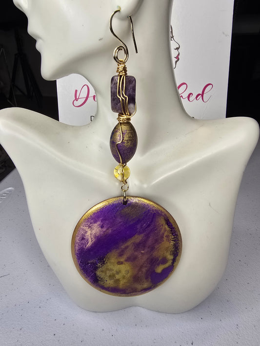 Purple and Gold Harmony Earring