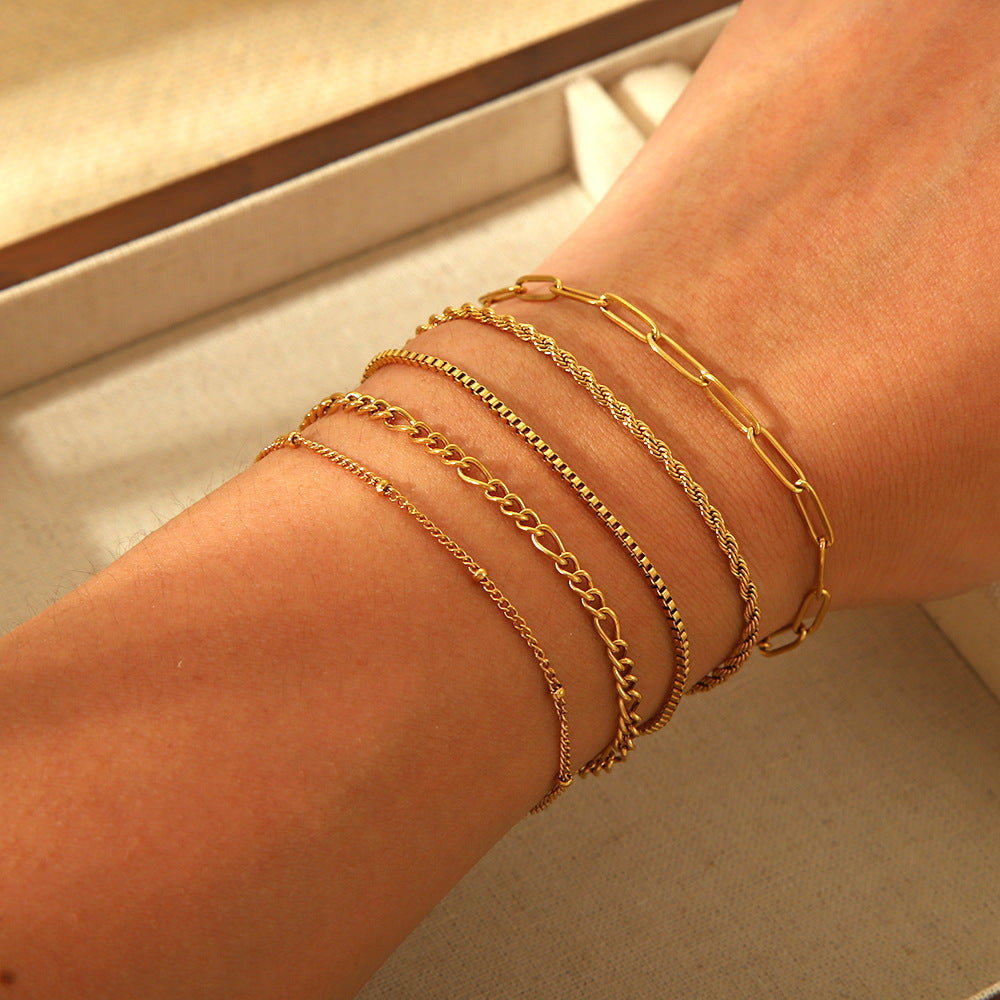 Stainless Steel 18K Gold Plating Figaro Bracelet