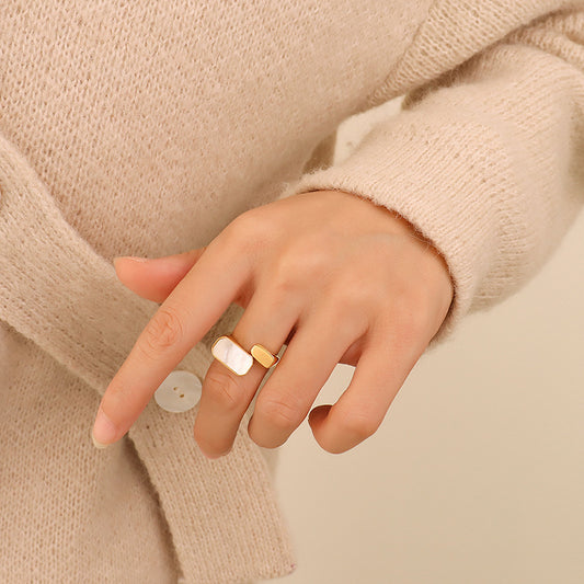 Retro White Sea Shell Ins Style Ring