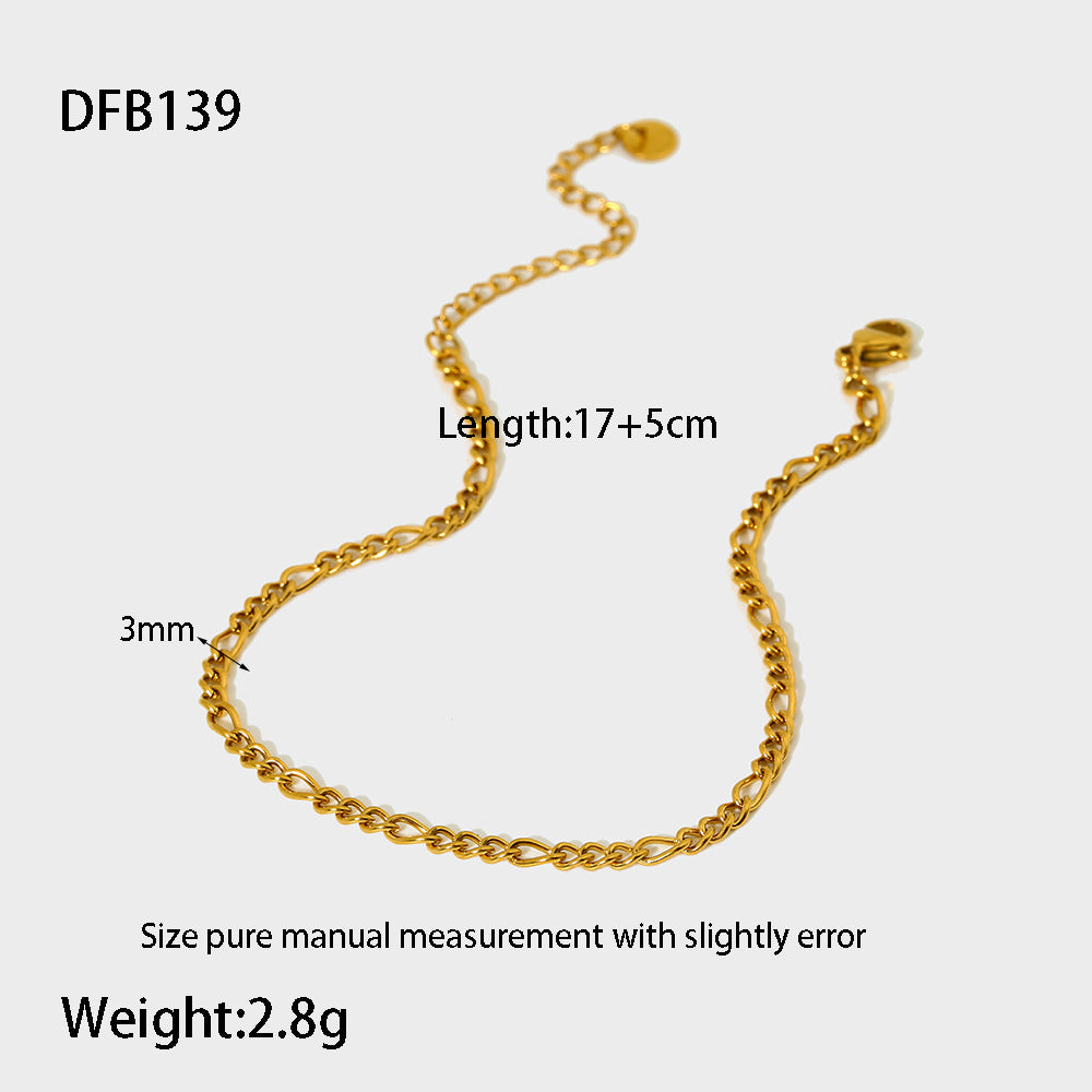 Stainless Steel 18K Gold Plating Figaro Bracelet