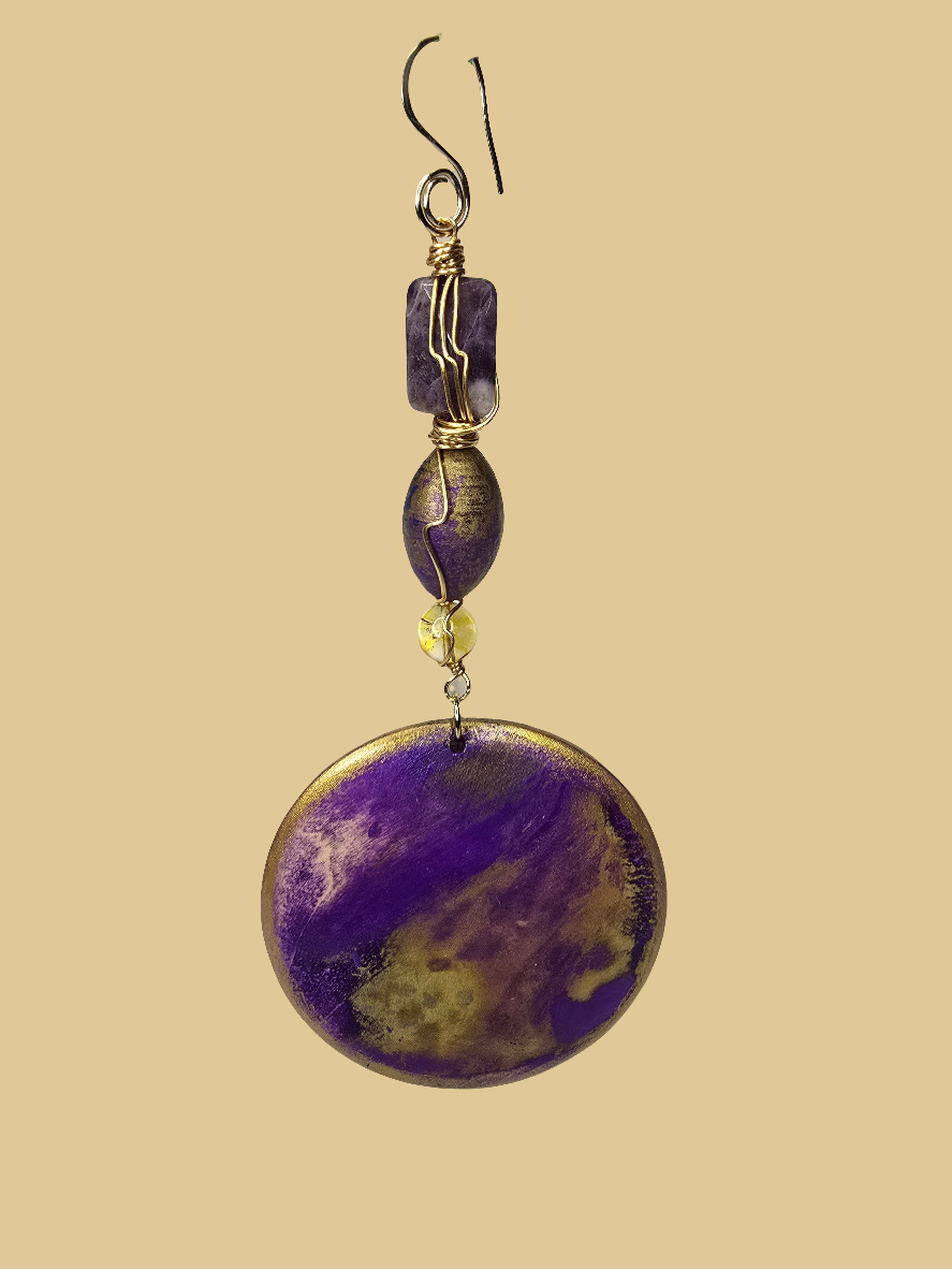 Purple and Gold Harmony Earring