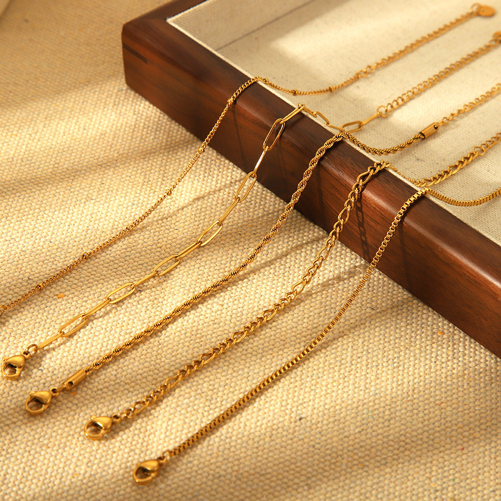 Stainless Steel 18K Gold Plating Figaro Bracelet